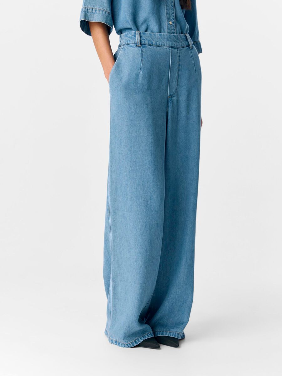 パンツ soduk easy layered denim trousers / blue soduk（スドーク）の「easy layered denim trousers（デニム