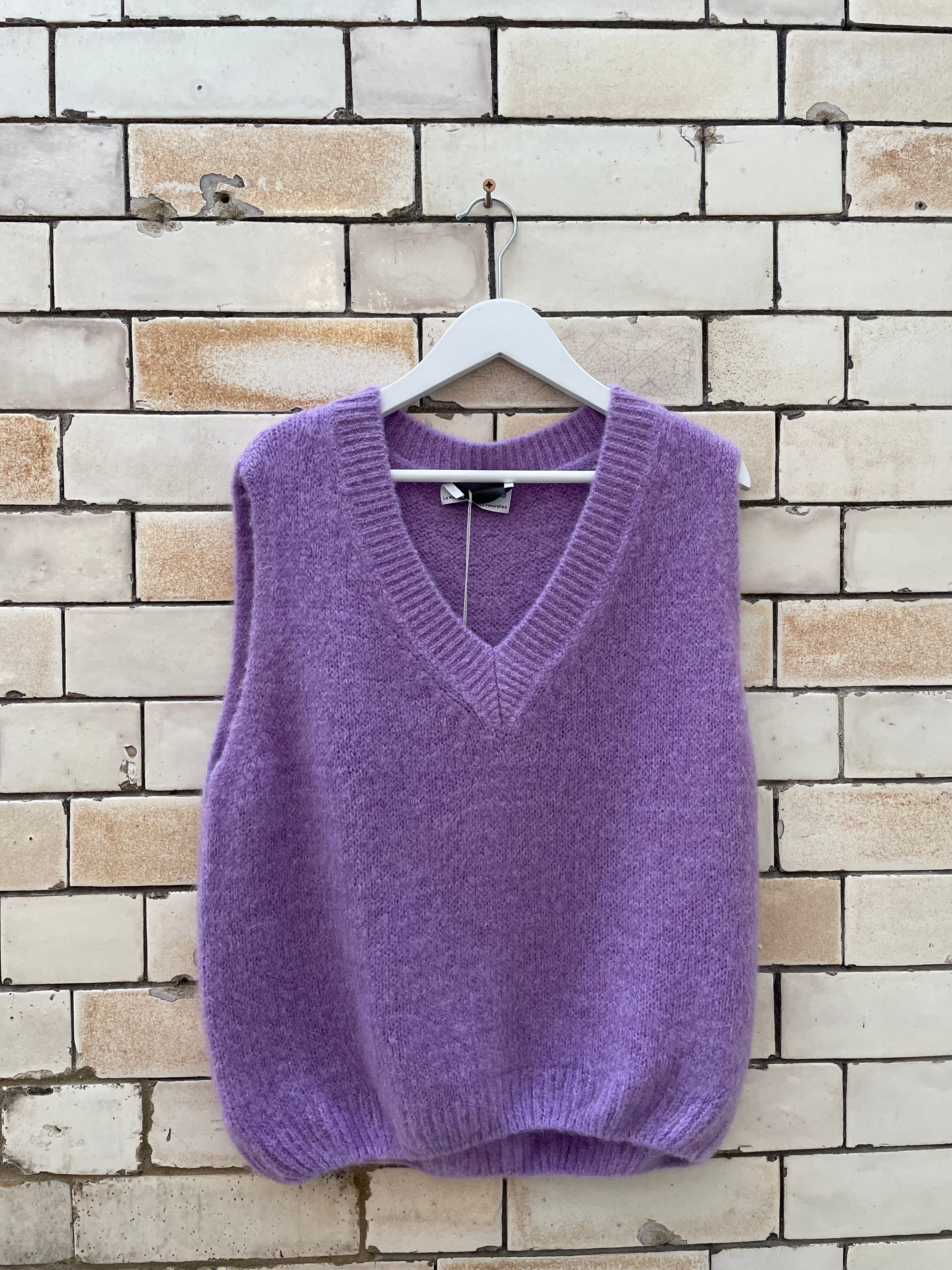 Mohair V-Neck Vest Light Purple – Iris Violet