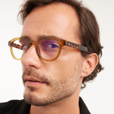 Andy Blue Light Glasses Ecru Olive Combi