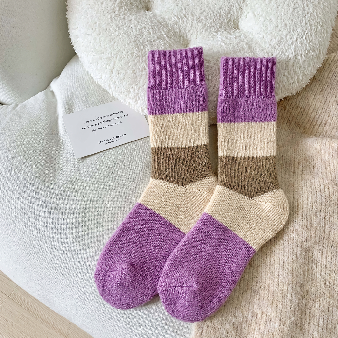 Women's Purple Wool Socks for Winter