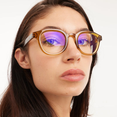 Andy Blue Light Glasses Ecru Olive Combi