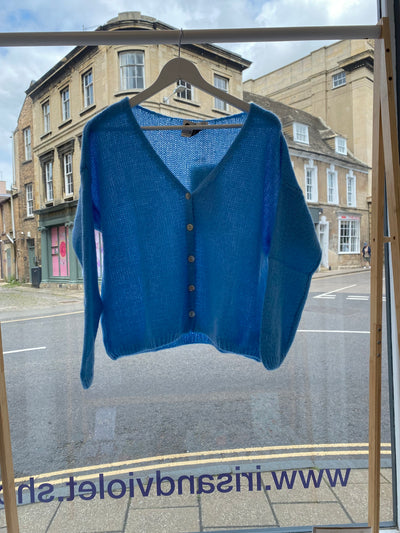 Mohair Blend LS Cardigan Blue