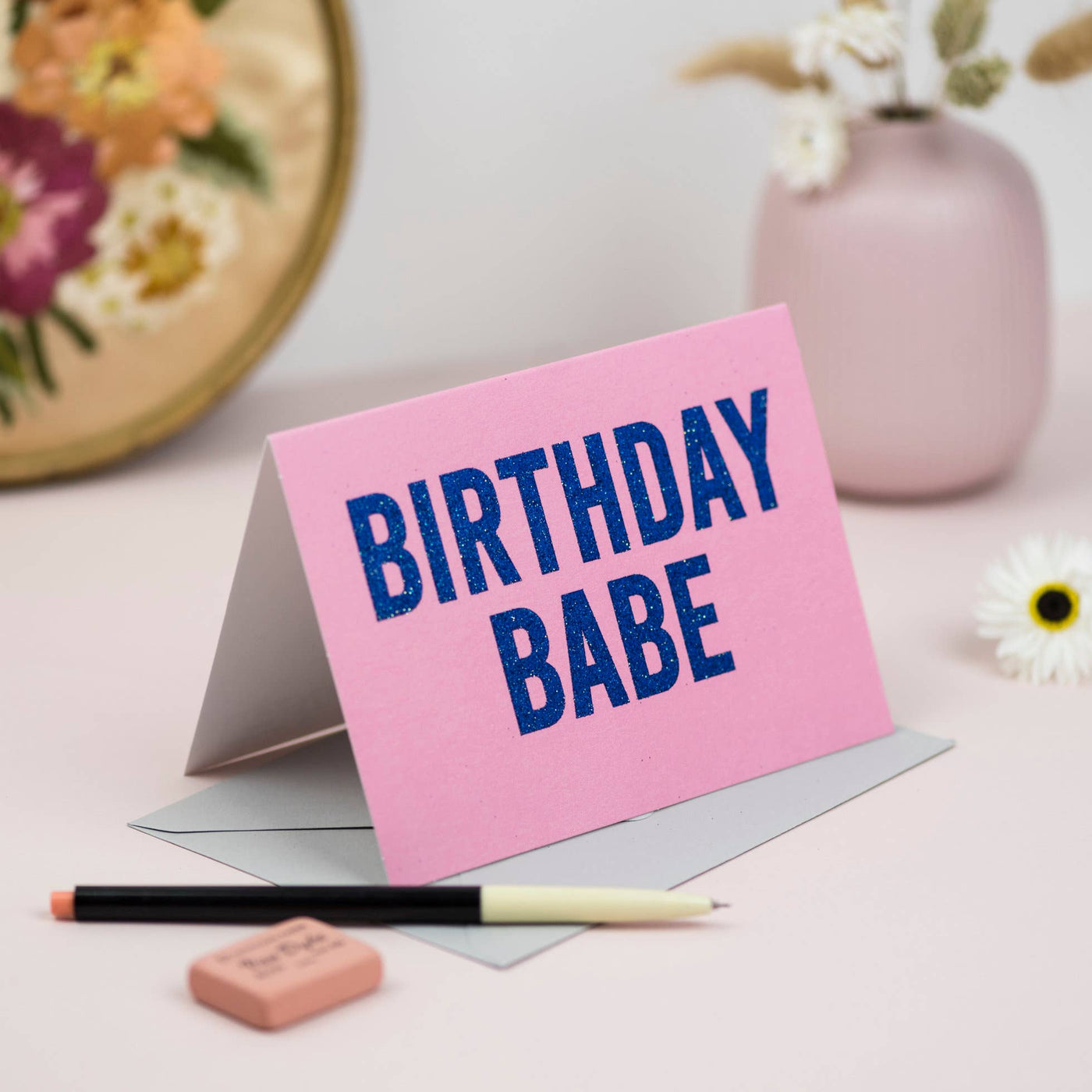'Birthday Babe' Card with Biodegradable Glitter: Cellophane