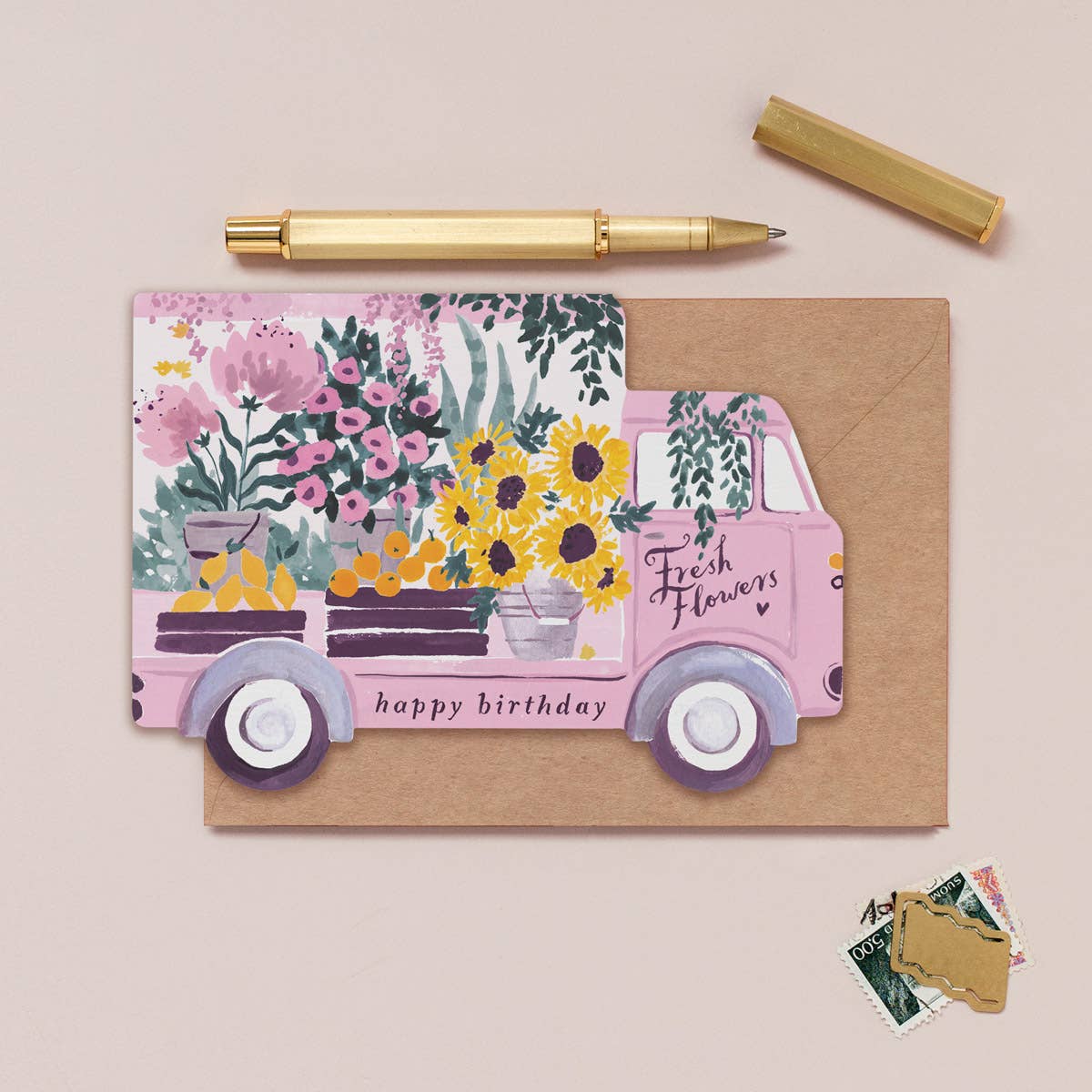 Flower Truck Birthday Card | Female Birthday Card | Floral