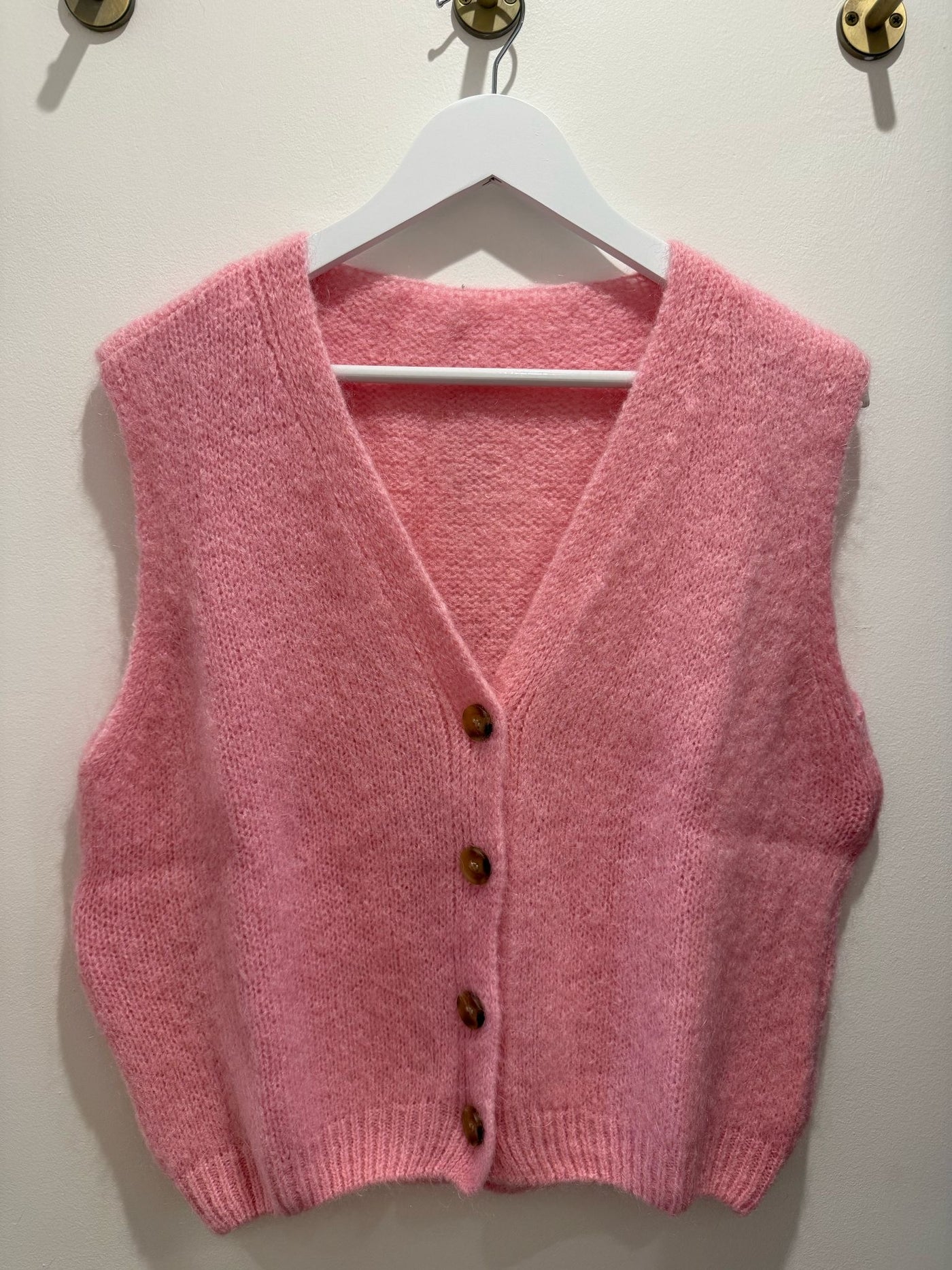 Mohair Button Vest - Pink