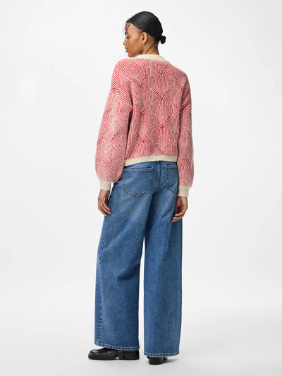 PcJenna O-Neck Knit Whitecap Gray/Goji Berry