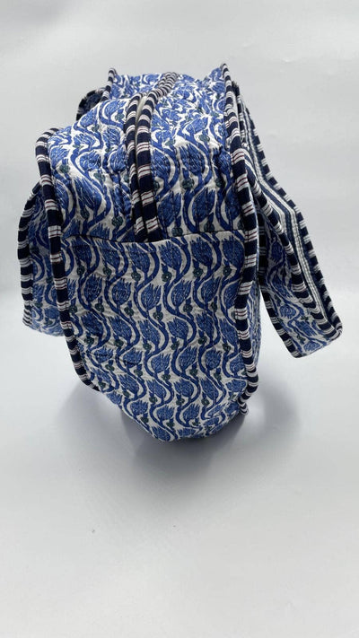 Kantha Blue Quilted Heart Reverseable Tote Bag