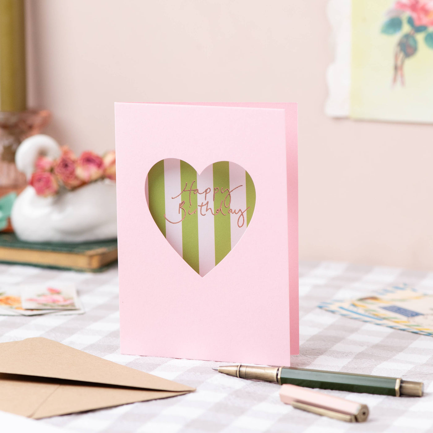 'Happy Birthday' Pink Cut Out Heart Birthday Card