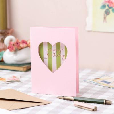 'Happy Birthday' Pink Cut Out Heart Birthday Card