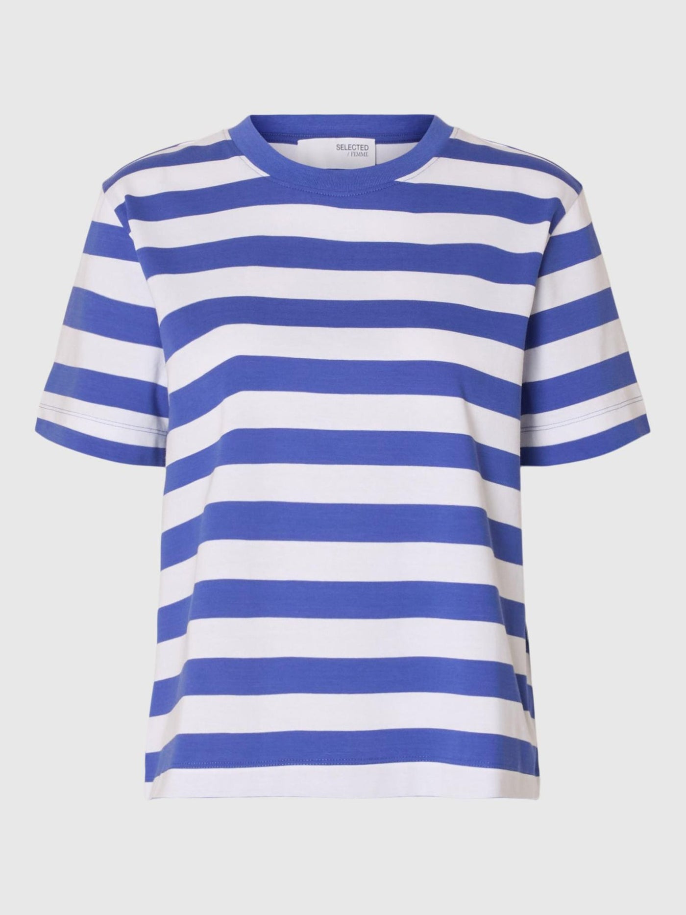 SlfEssential Striped Boxy Tee Dazzling Blue