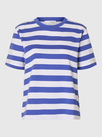 SlfEssential Striped Boxy Tee Dazzling Blue