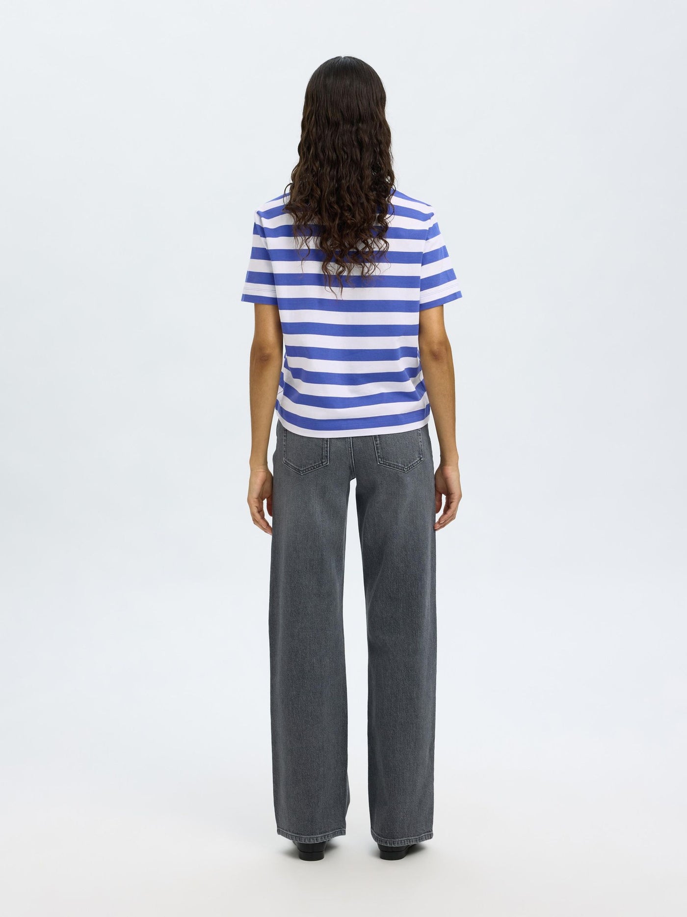SlfEssential Striped Boxy Tee Dazzling Blue