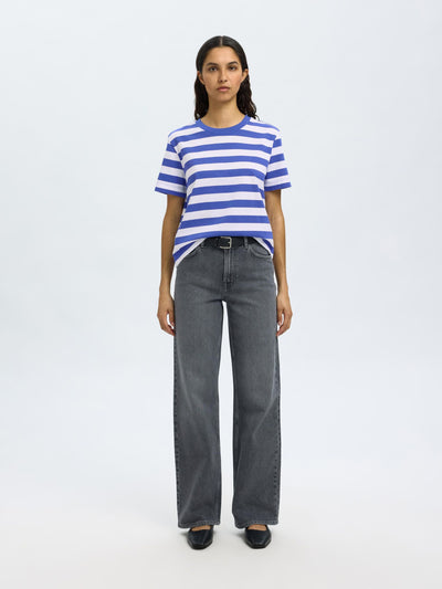 SlfEssential Striped Boxy Tee Dazzling Blue