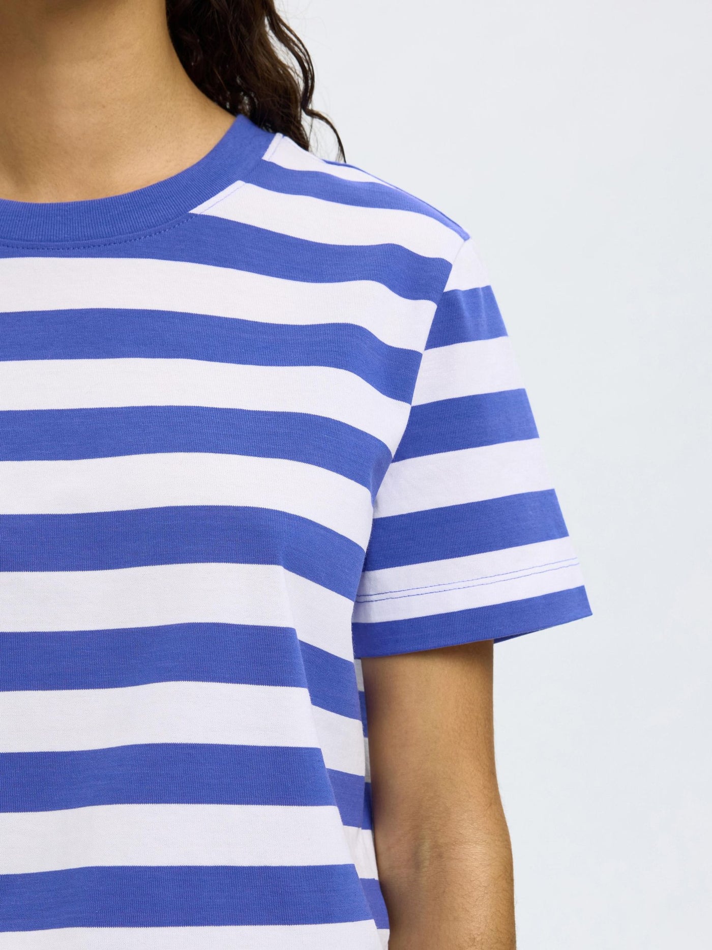 SlfEssential Striped Boxy Tee Dazzling Blue