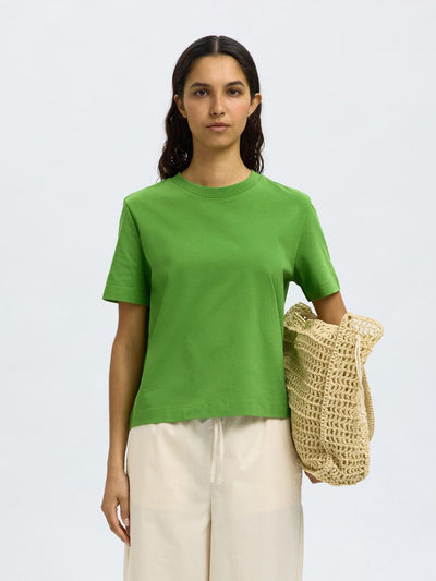 SlfEssential SS Boxy Tee Spindle Tree Green