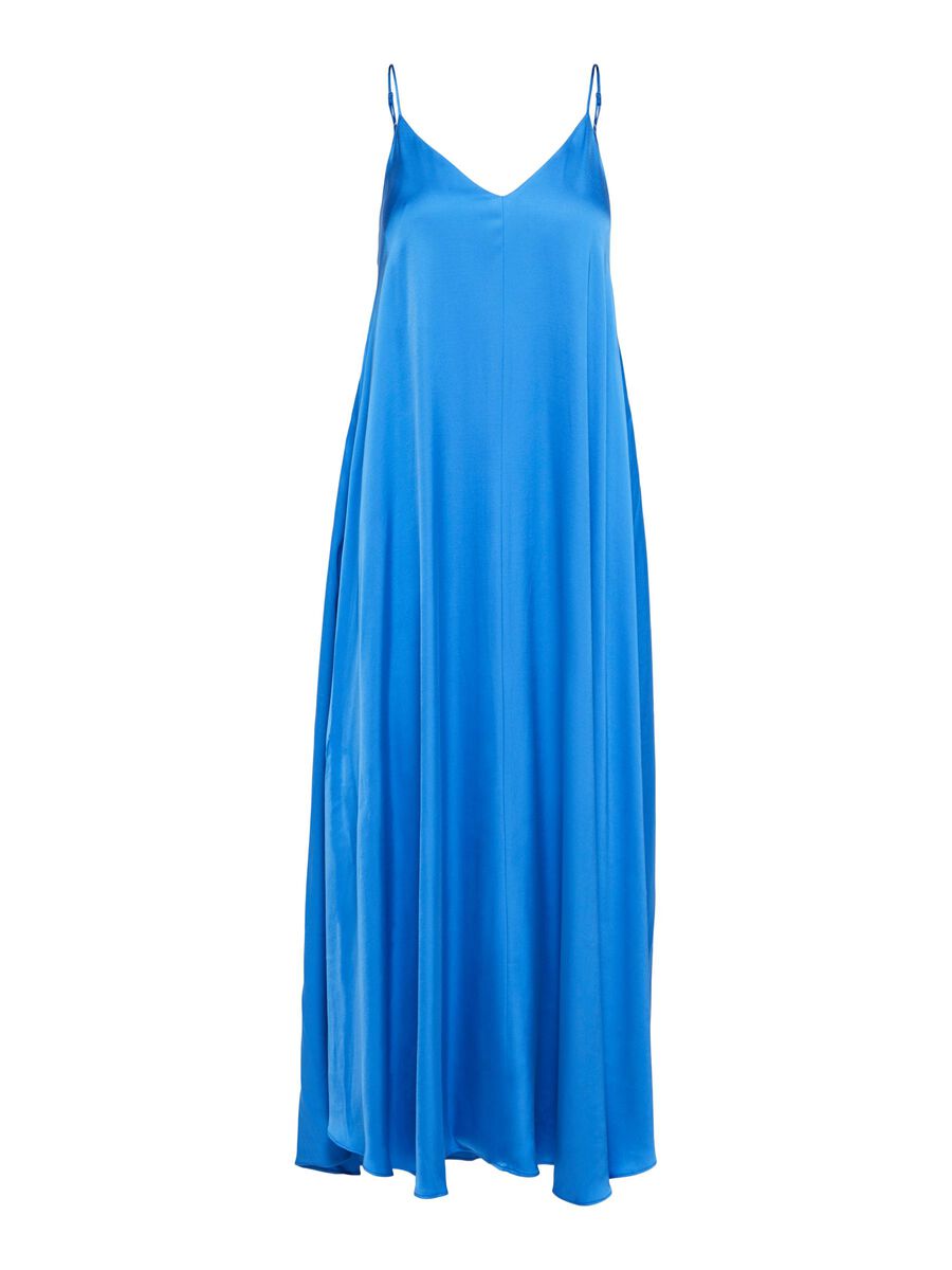 Blue satin maxi dress