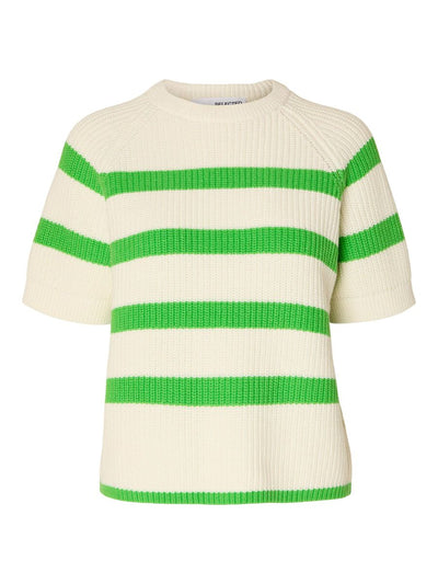Bloomie SS Knit White/Green Stripes