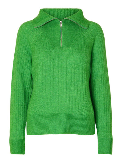 Green wool blend quarter zip