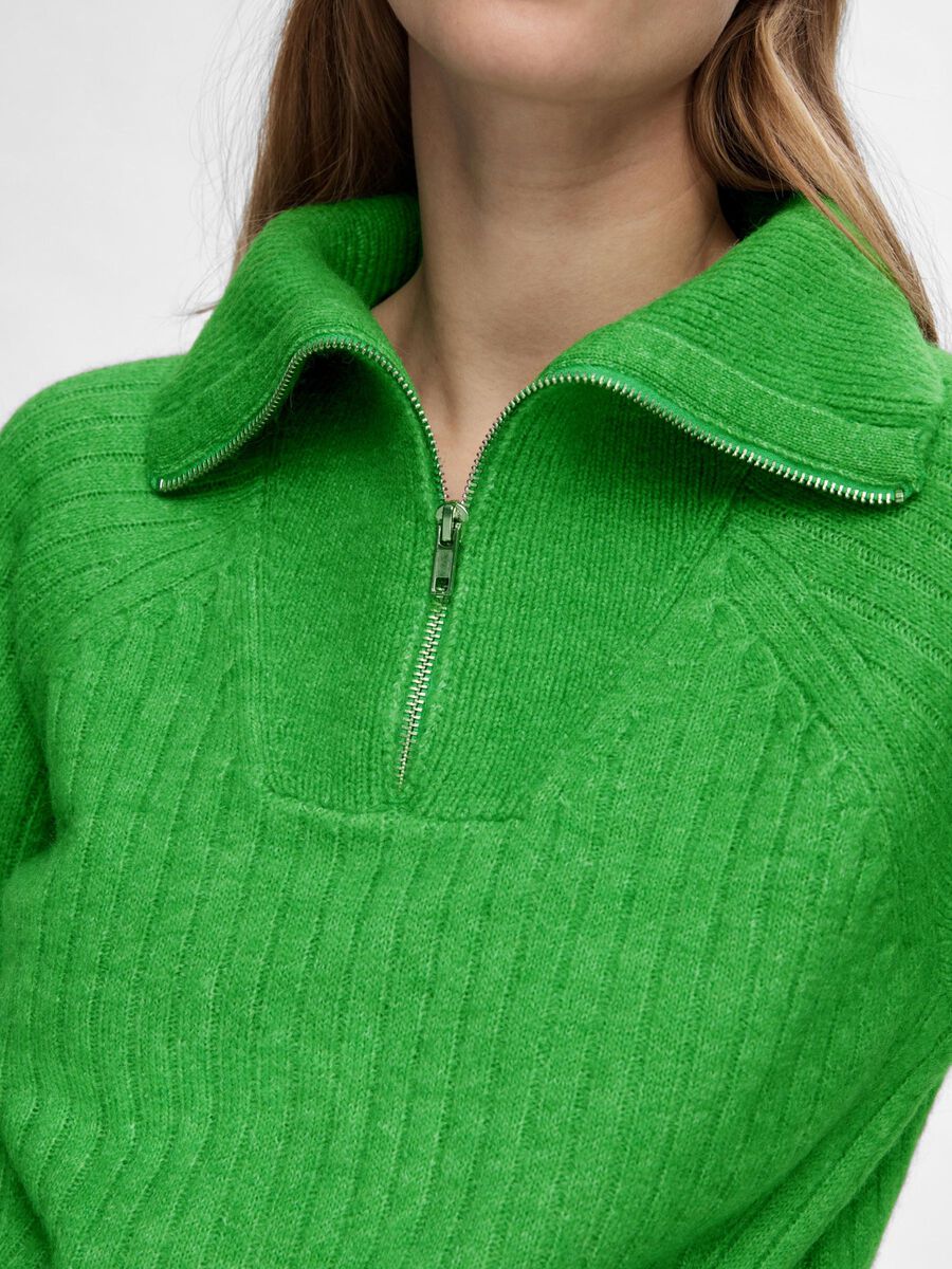 Green wool blend quarter zip