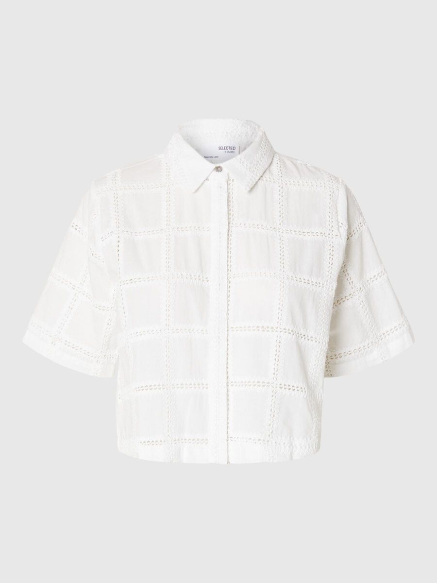 Boxy Embroidered Shirt White
