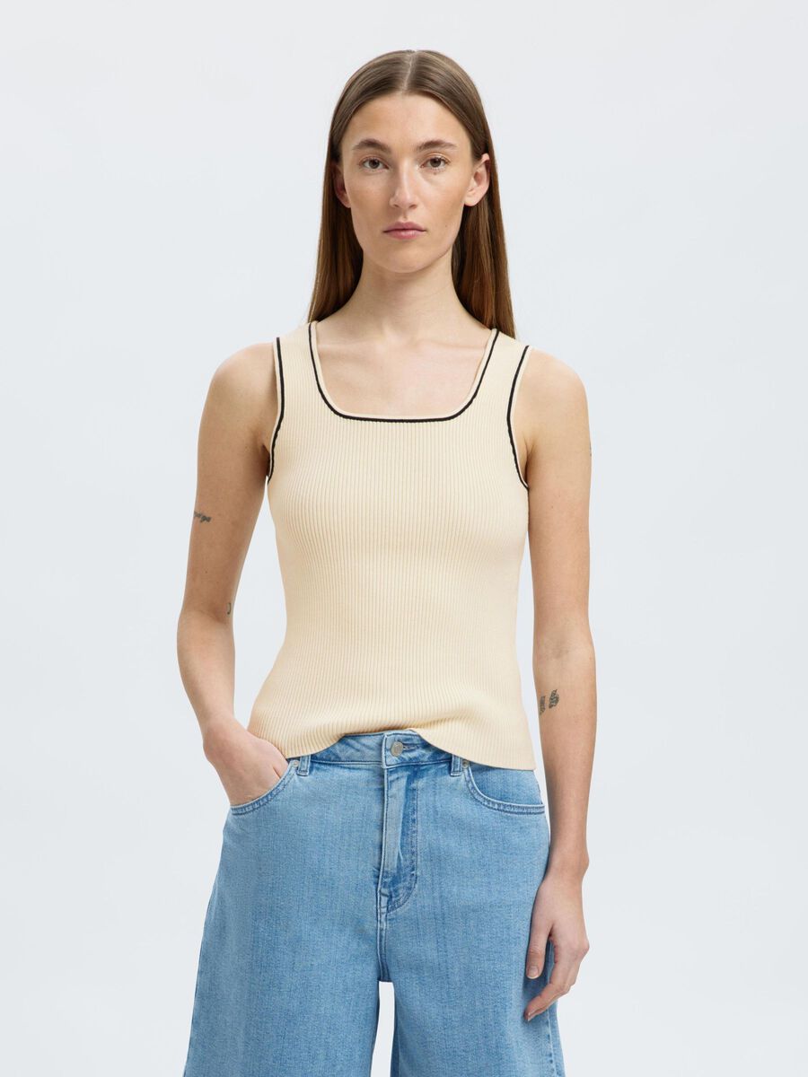 SlfKamma Knit Top Snow White/Black