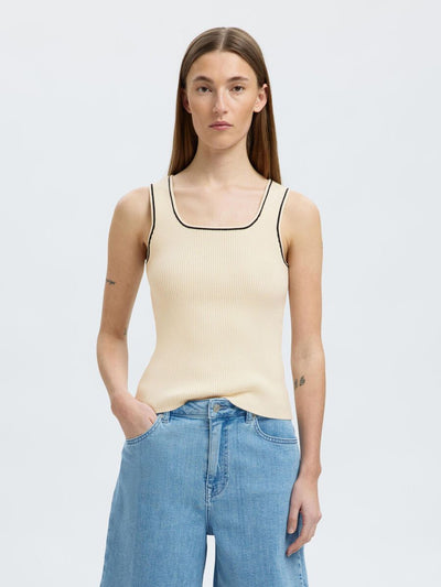 SlfKamma Knit Top Snow White/Black