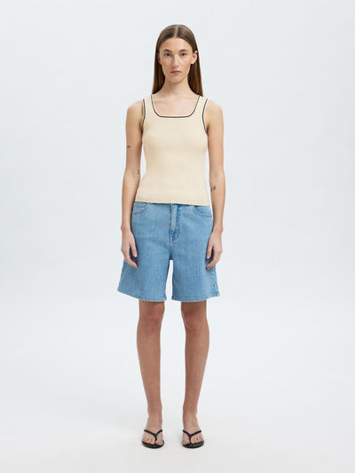 SlfKamma Knit Top Snow White/Black