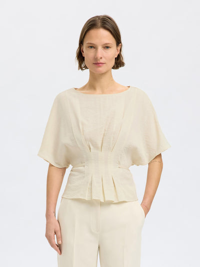 SlfMatilda Pleated Top Birch
