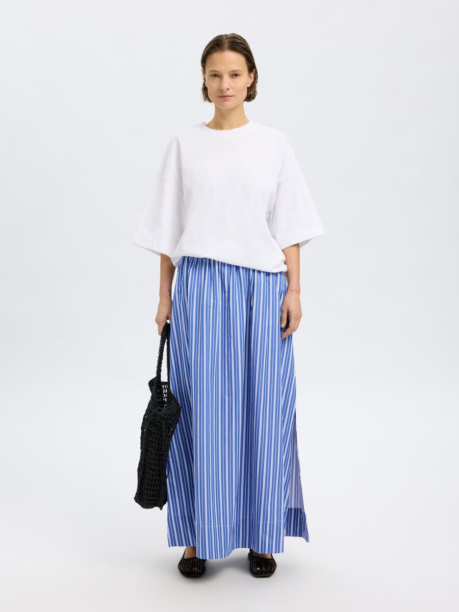 SlfFia Ankle Skirt Dazzling Blue Stripes