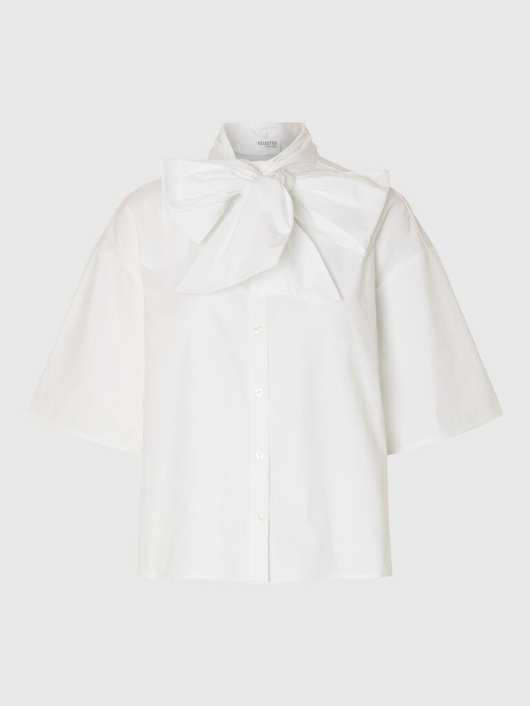 SlfAya-Juno Bow Shirt White