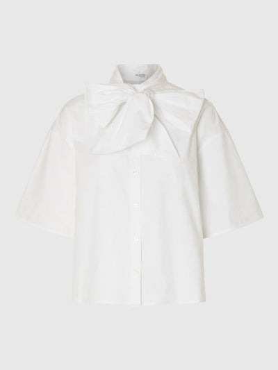 SlfAya-Juno Bow Shirt White