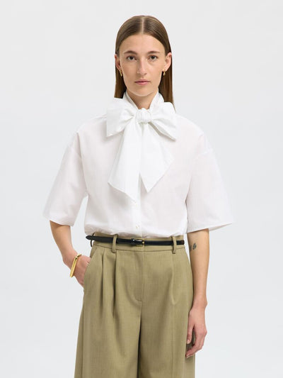 SlfAya-Juno Bow Shirt White