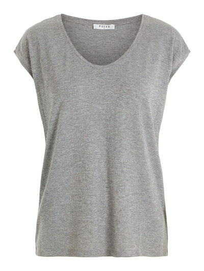 PcBillo T-Shirt Lurex Light Grey