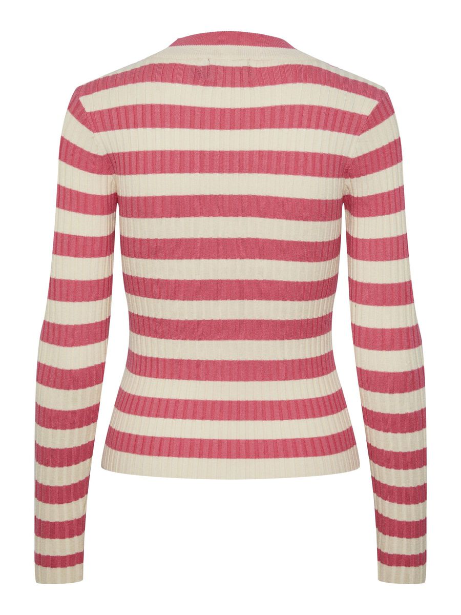 PcCrista O-Neck Knit Hot Pink Stripes