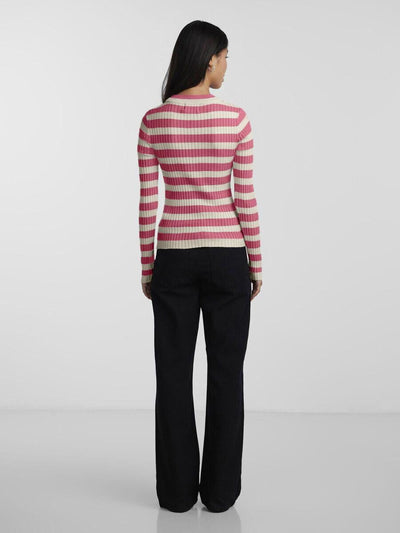 PcCrista O-Neck Knit Hot Pink Stripes