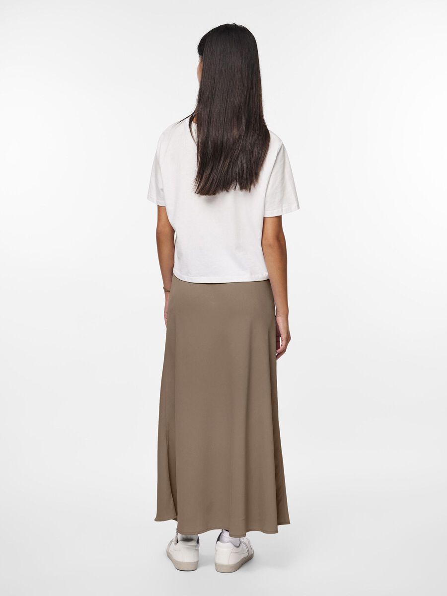 Camel Brown Satin Midaxi Skirt