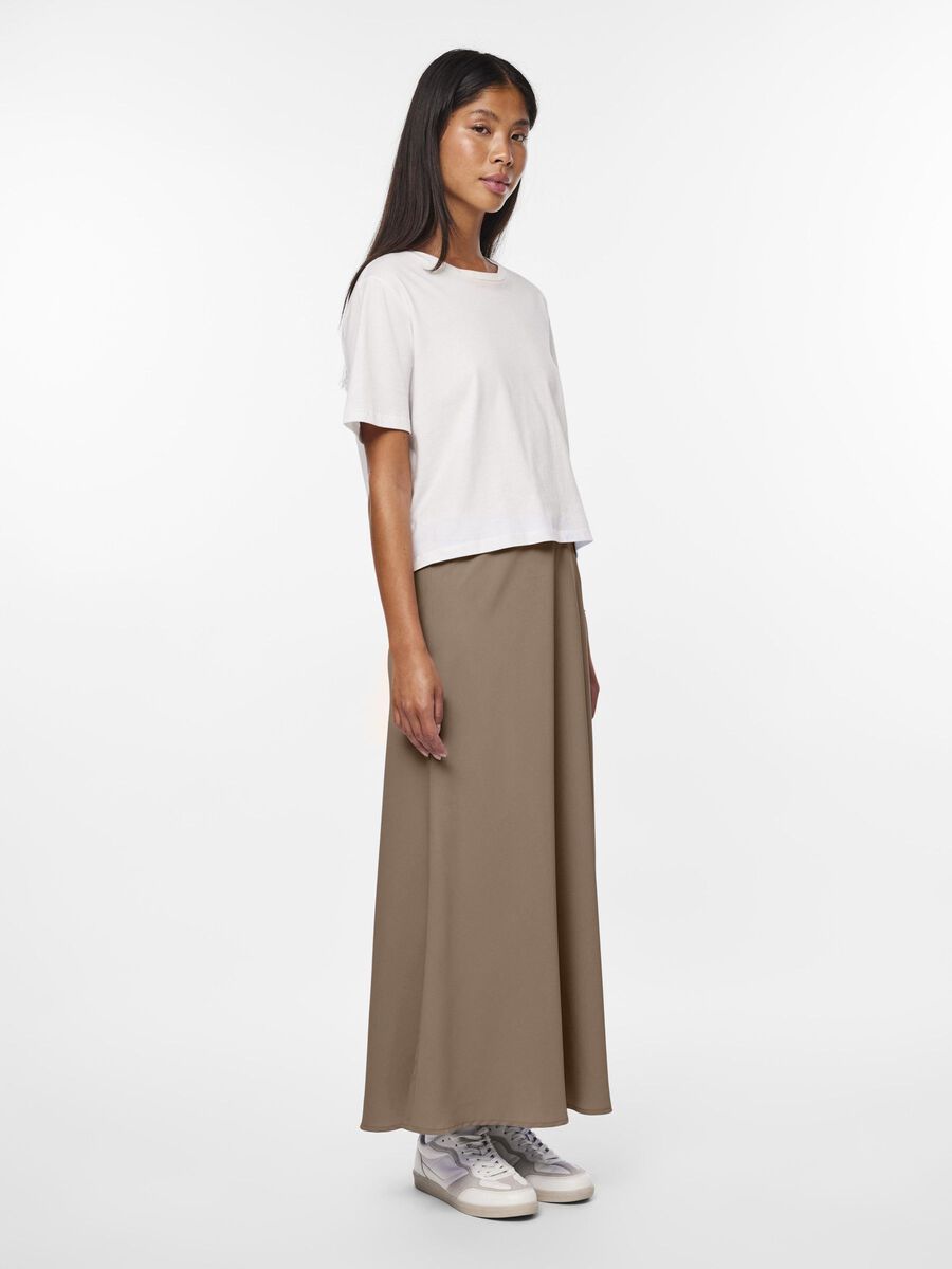 Camel Brown Satin Midaxi Skirt