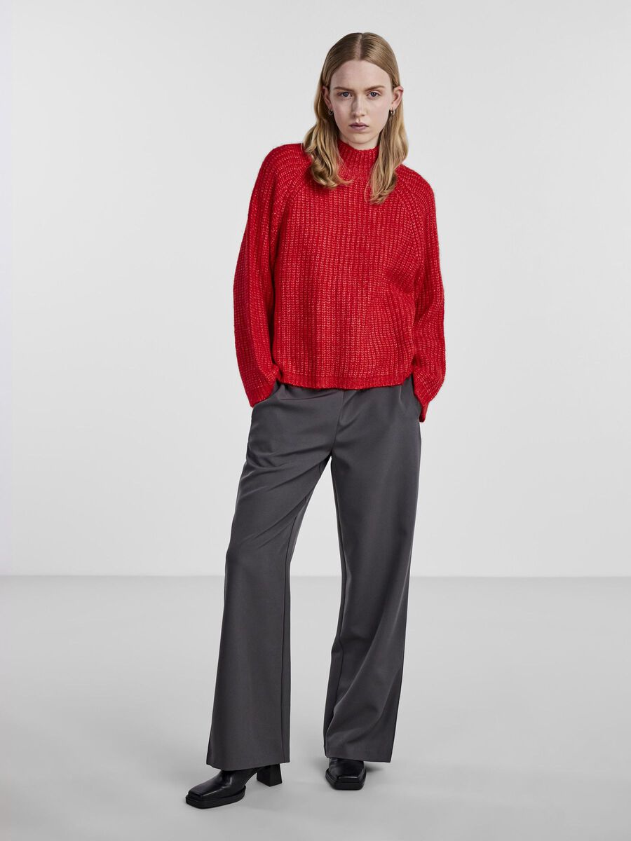 PcNell High Neck Knit Poppy Red
