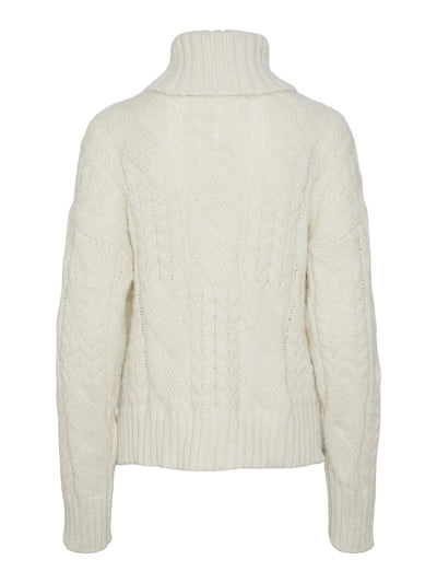 Cream Cable Knit Roll Neck Jumper