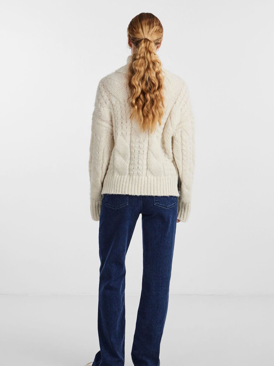 Cream Cable Knit Roll Neck Jumper