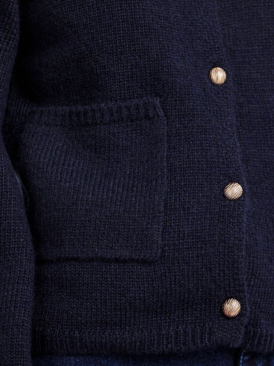 Navy Cardigan with Gold Buttons