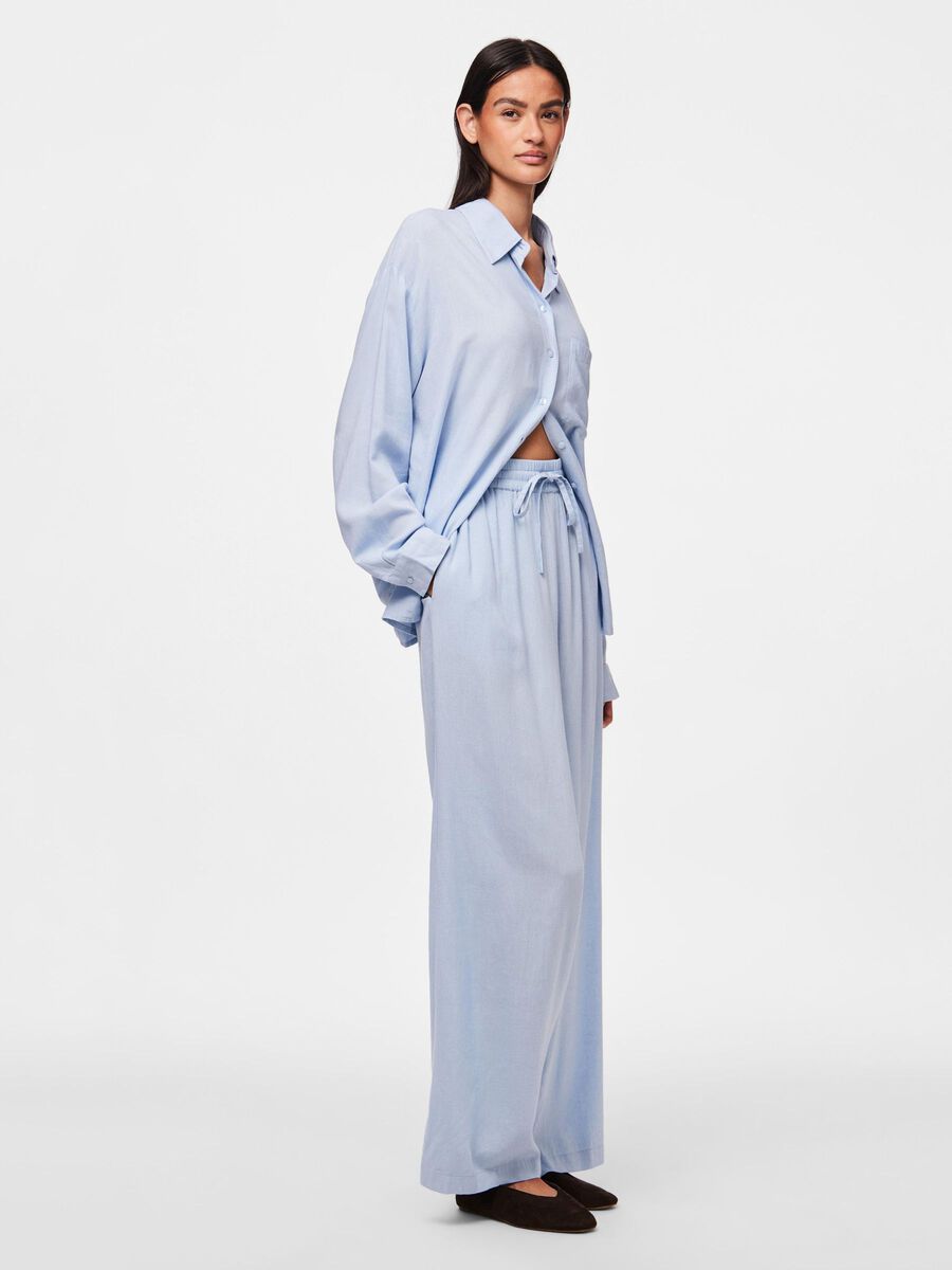 PcPia HW Trousers Cashmere Blue