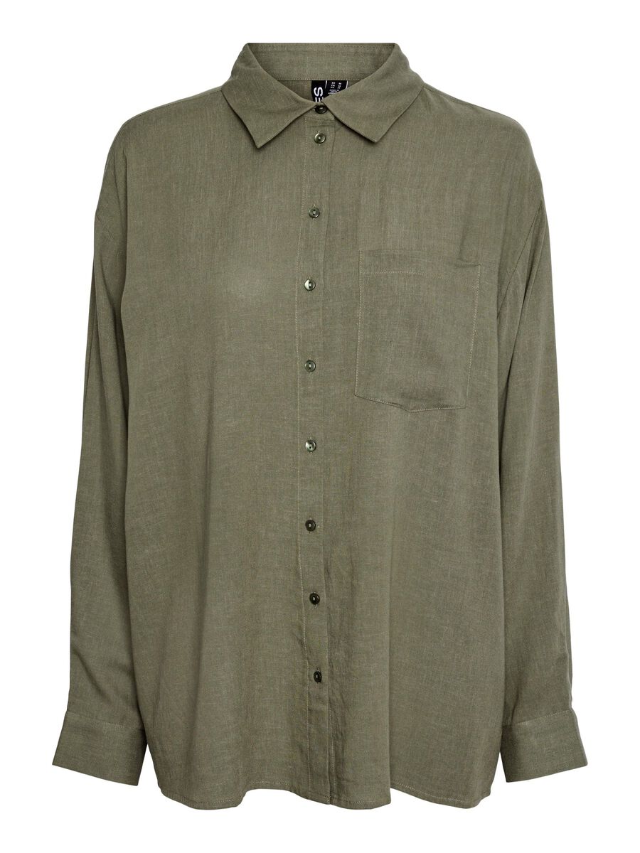 PcPia Loose Shirt Deep Lichen Green