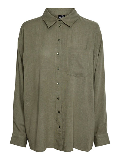 PcPia Loose Shirt Deep Lichen Green