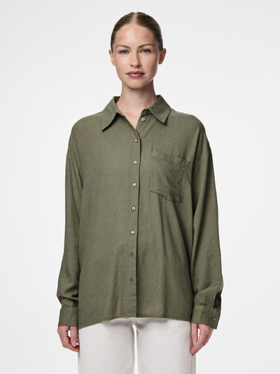 PcPia Loose Shirt Deep Lichen Green