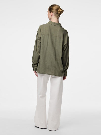 PcPia Loose Shirt Deep Lichen Green