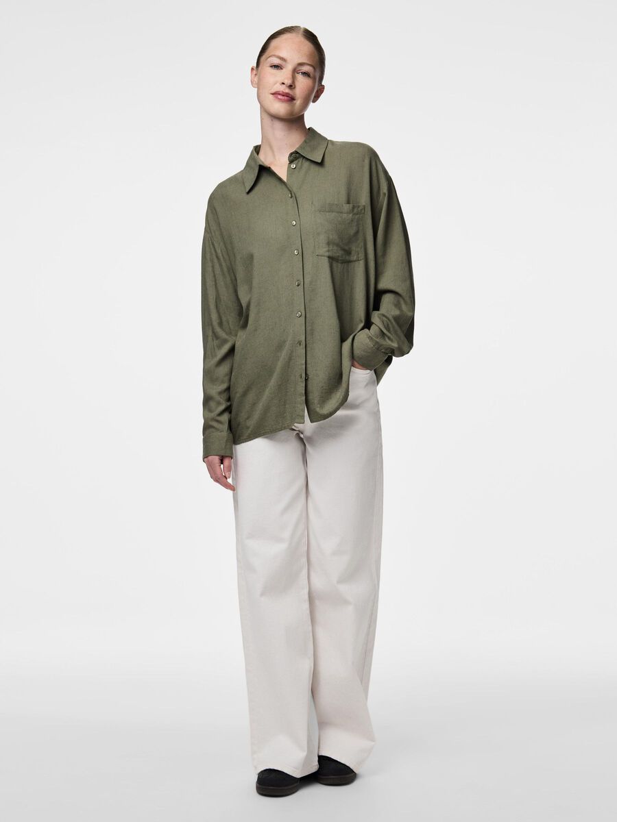 PcPia Loose Shirt Deep Lichen Green