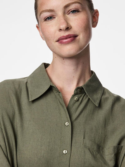 PcPia Loose Shirt Deep Lichen Green
