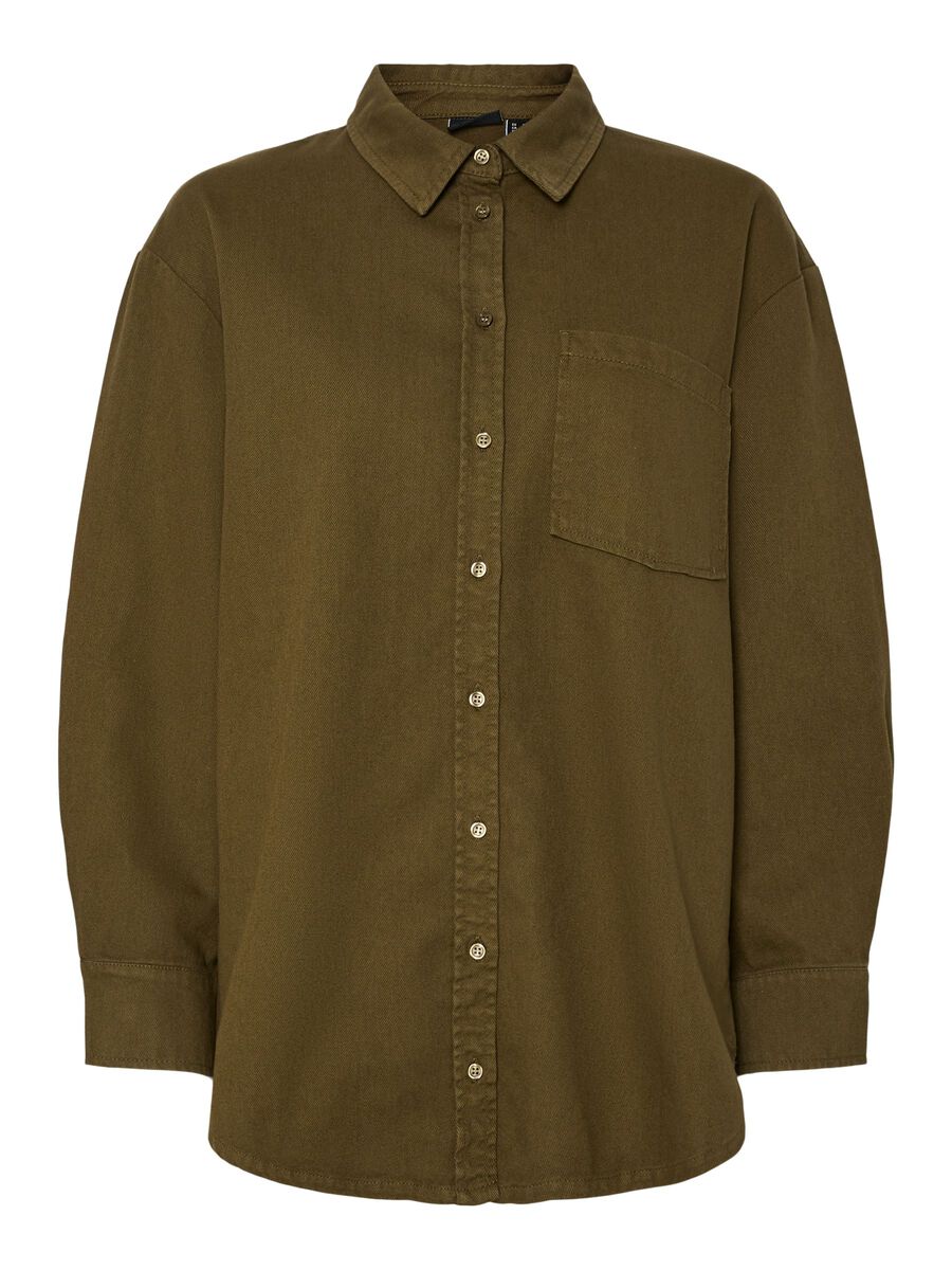 PcMaisie Denim Shirt Military Olive