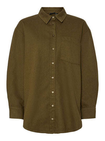 PcMaisie Denim Shirt Military Olive